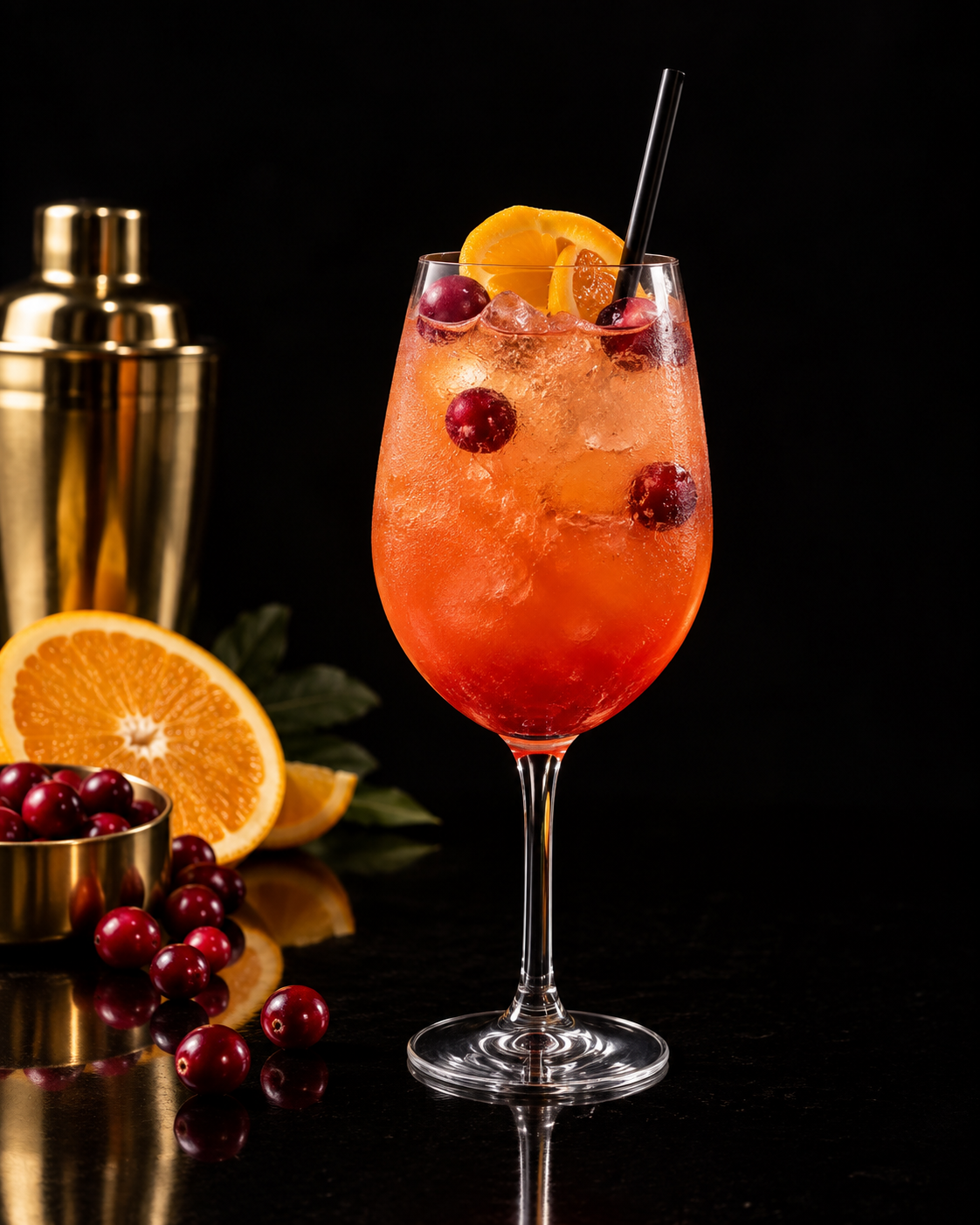 Cranberry Spritz cocktail with Aperol and Prosecco