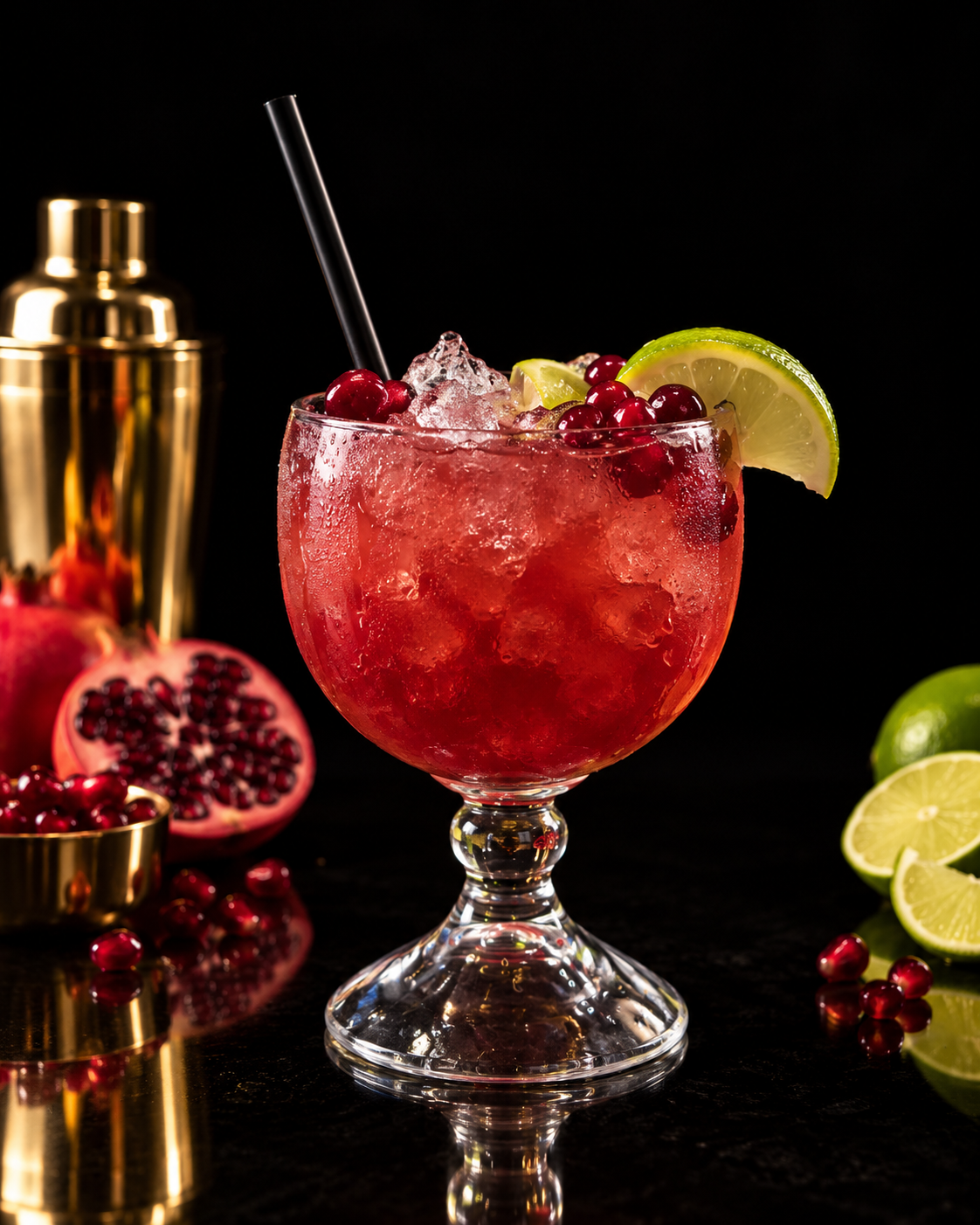 Pomegranate Mule non-alcoholic with ginger beer and fresh lime
