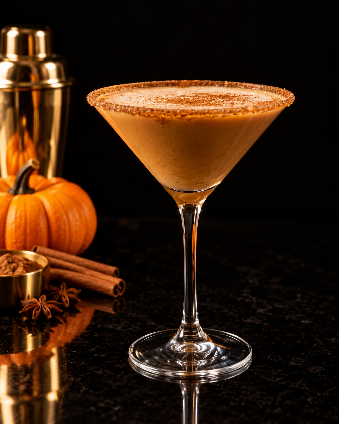 Pumpkin Spiced Martini with vanilla vodka and Kahlua